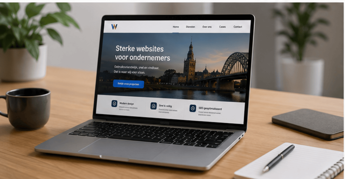 Laptop met een moderne zakelijke website